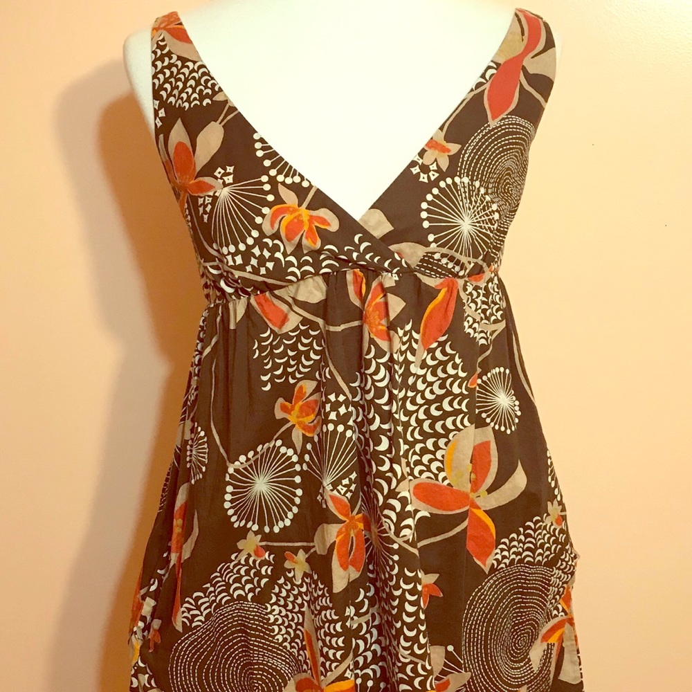 Brown floral print dress